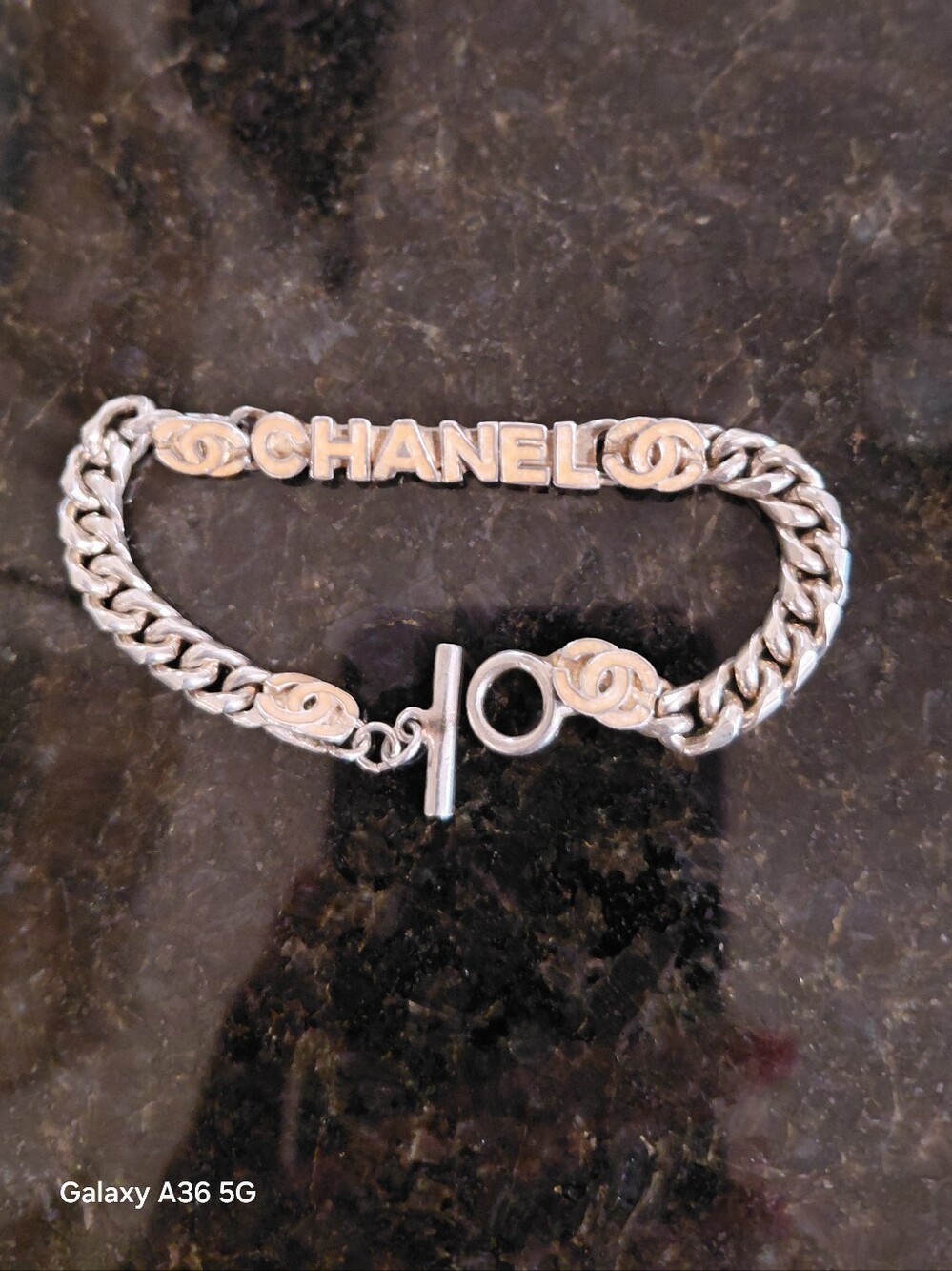 CHANEL Silver Chain Coco Mark Logo Bracelet COA - Picture 3 of 11